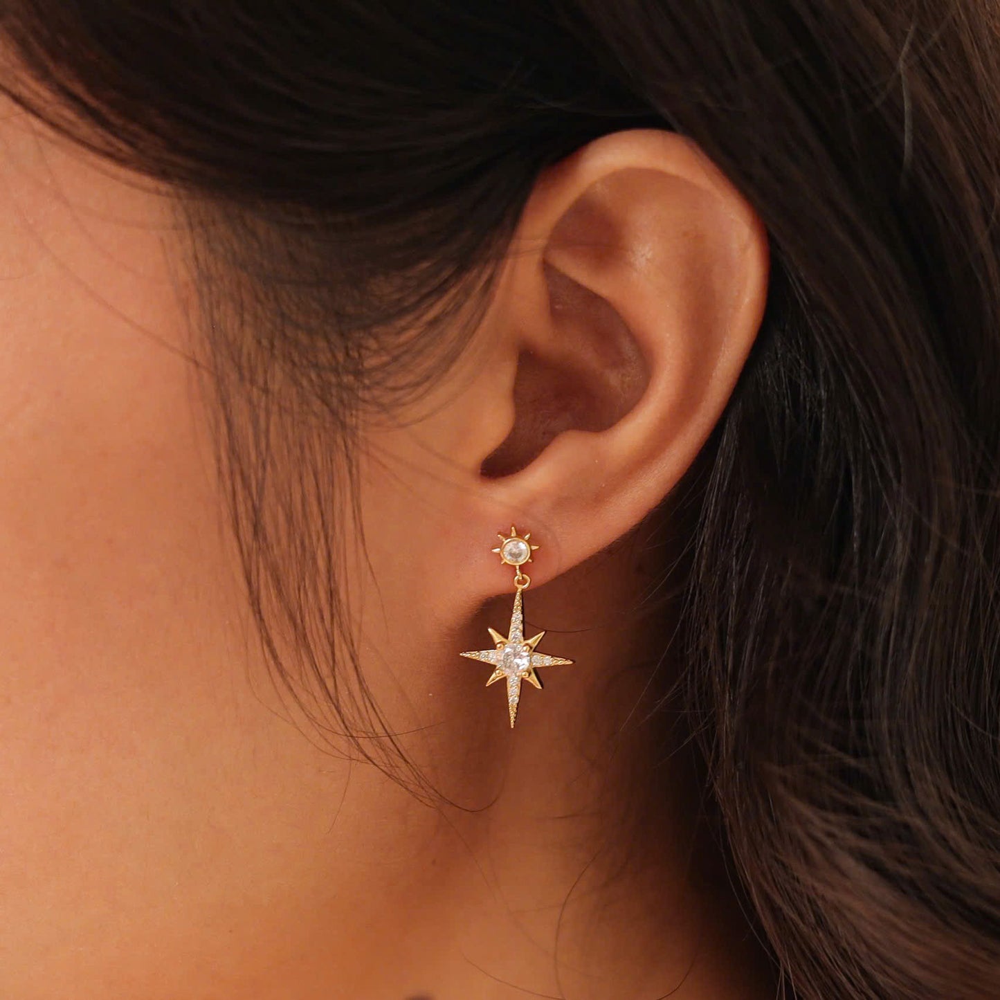 Star Drop Stud Earrings