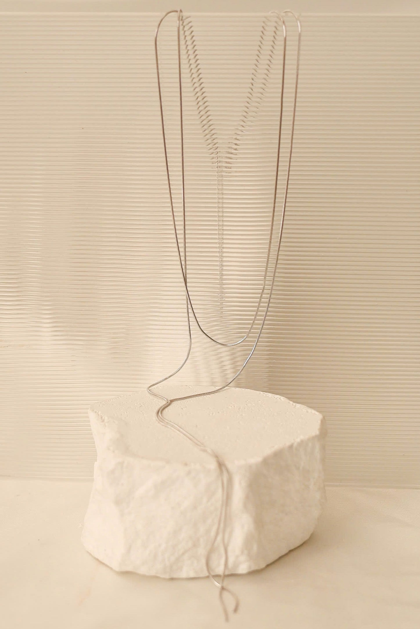 Silver Long Layered Silver Y Shaped Necklace