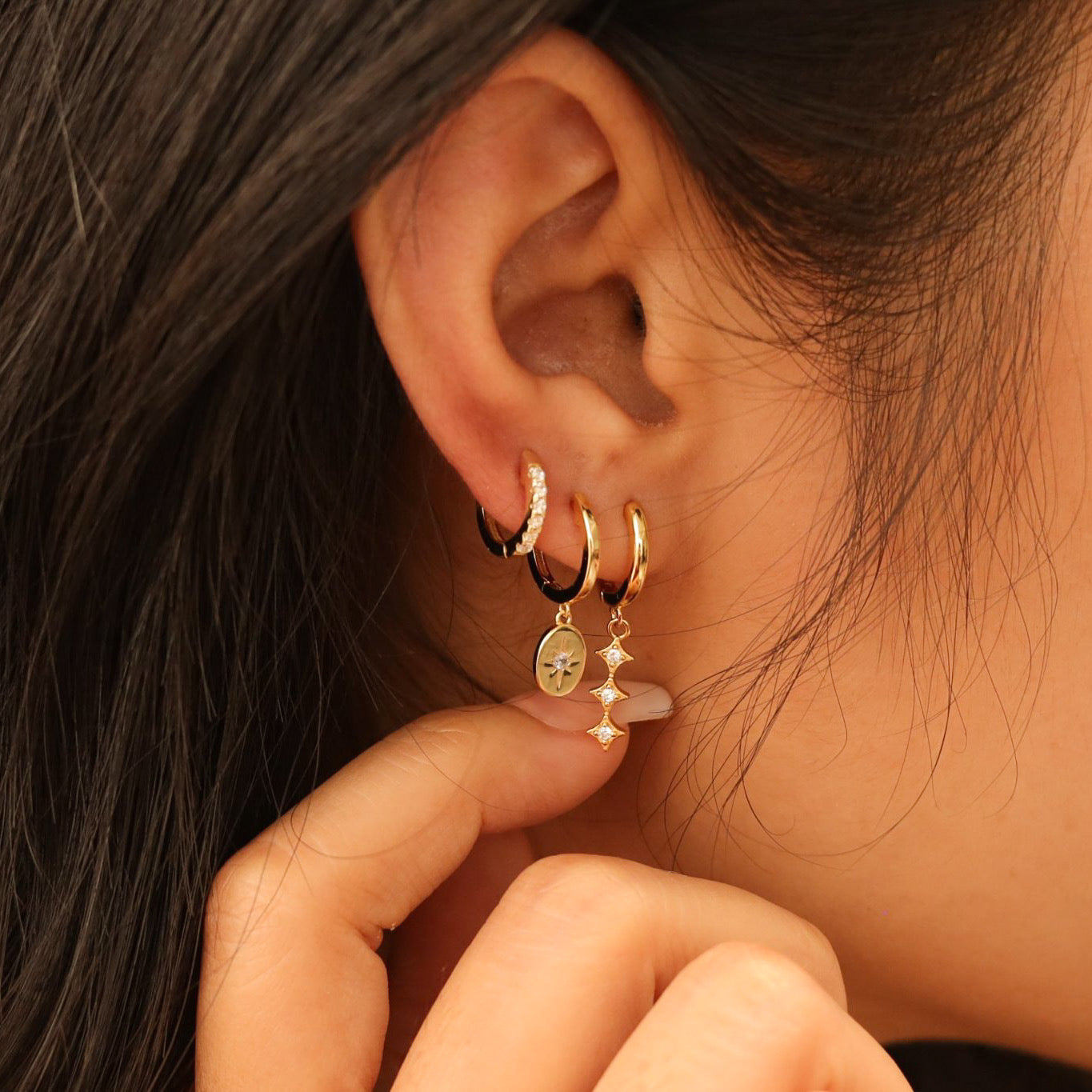 North Star Huggie Earrings