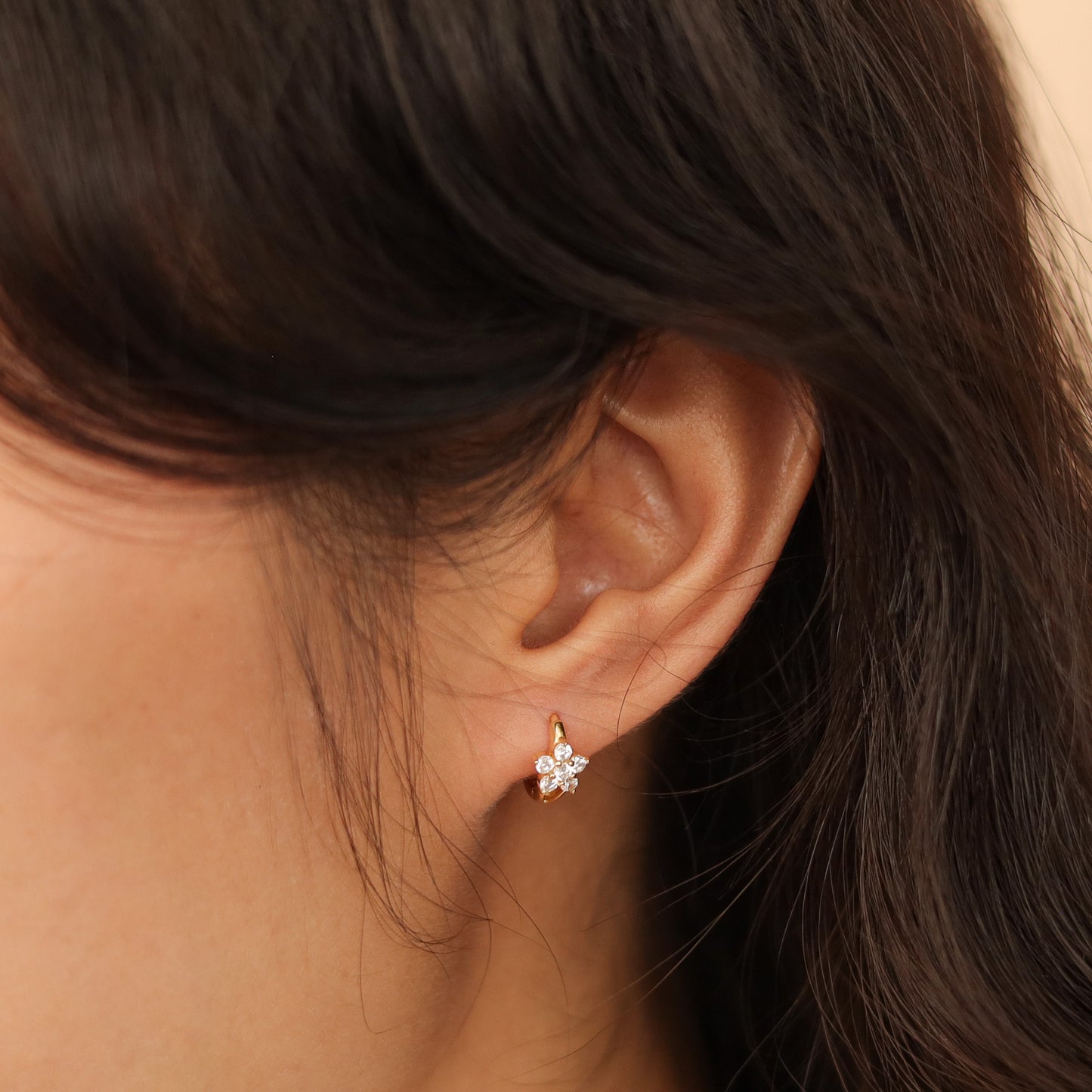 Tiny Floweret Huggie Earrings