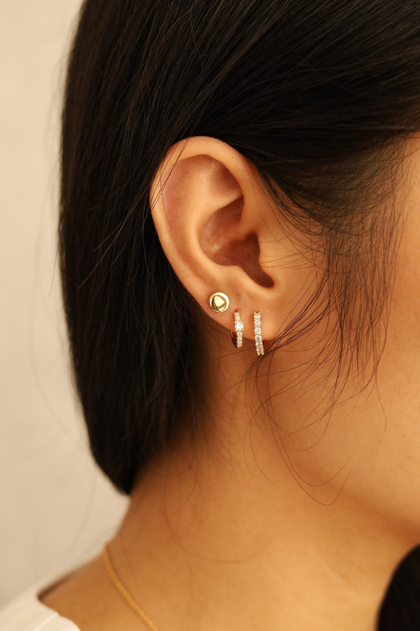 Dainty Clear Stone Hoop Earrings