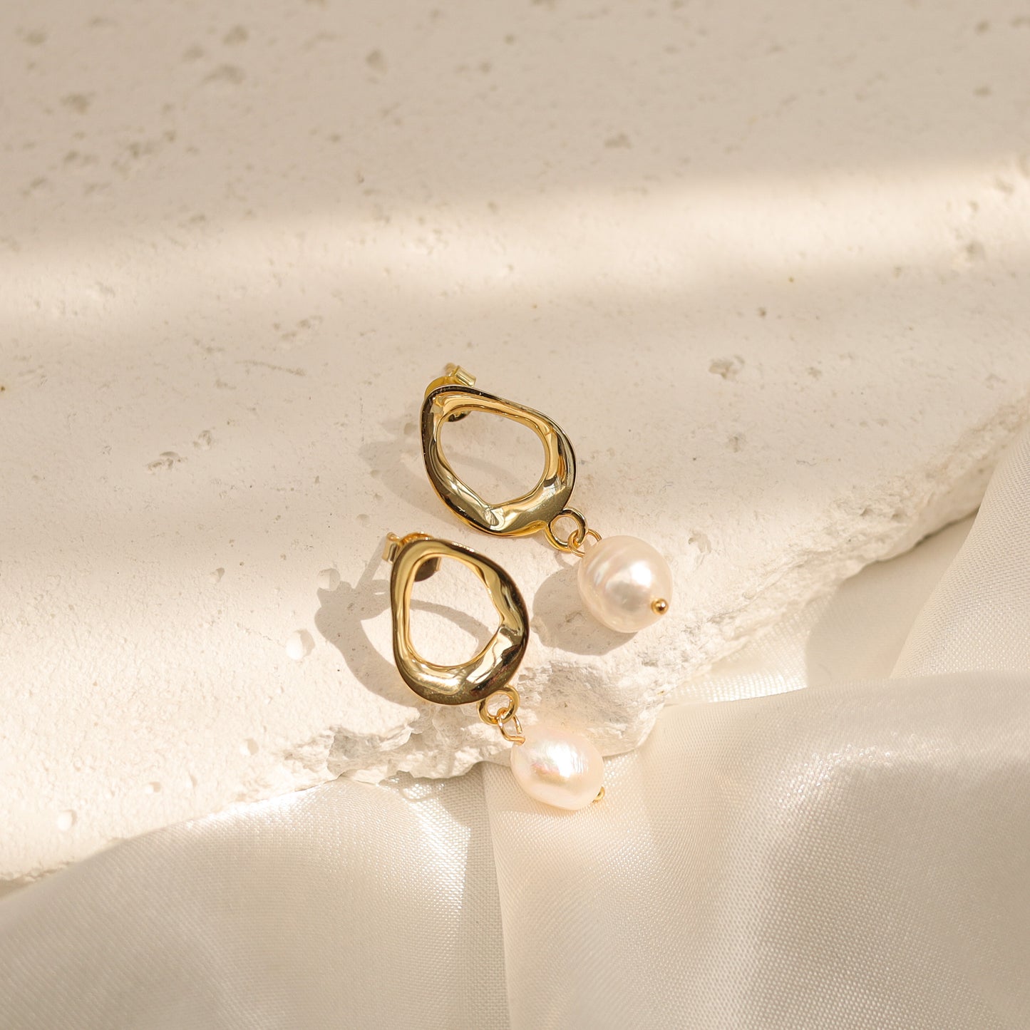 Huggie Pearl Drop Earrings