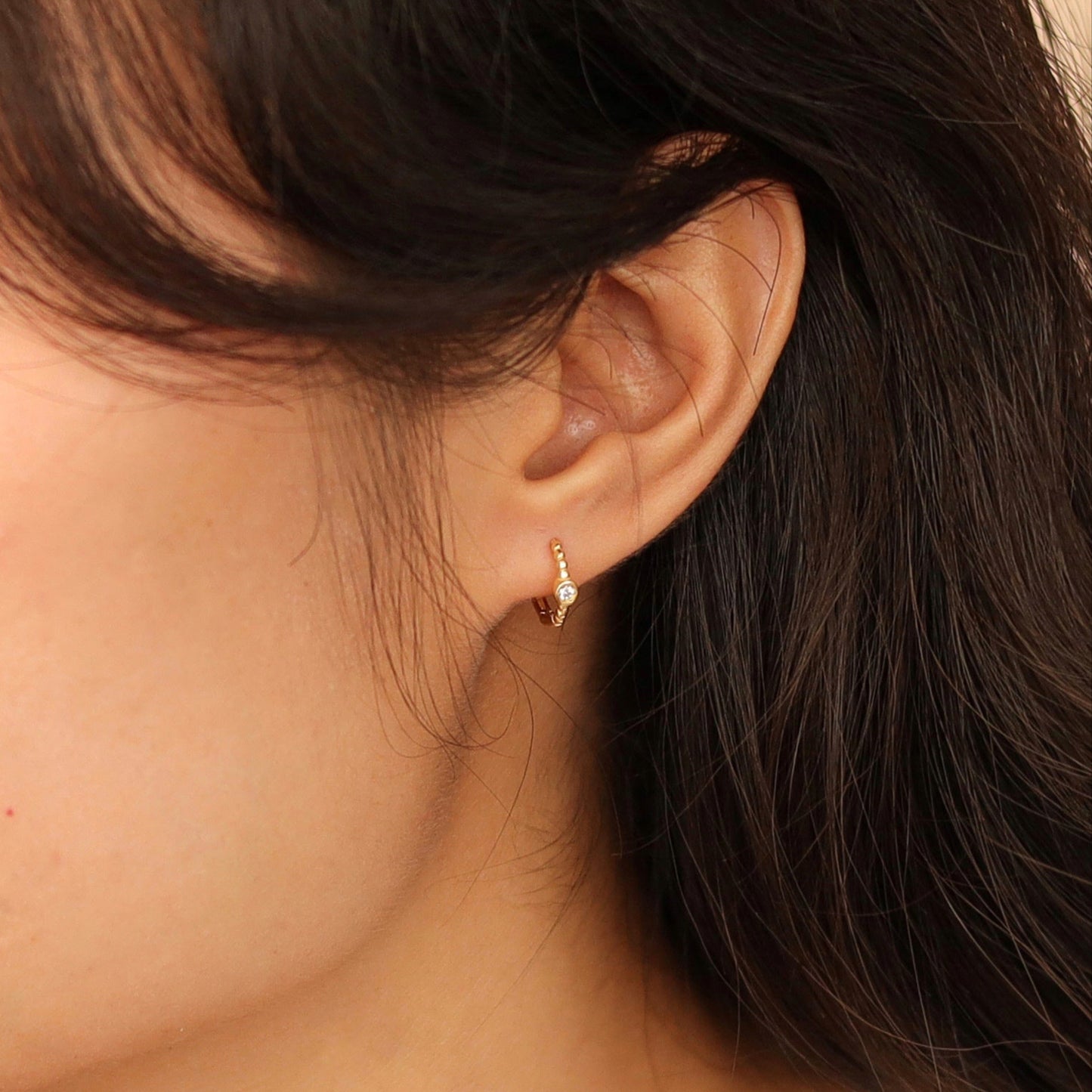 Tiny Diamond Hoop Earrings