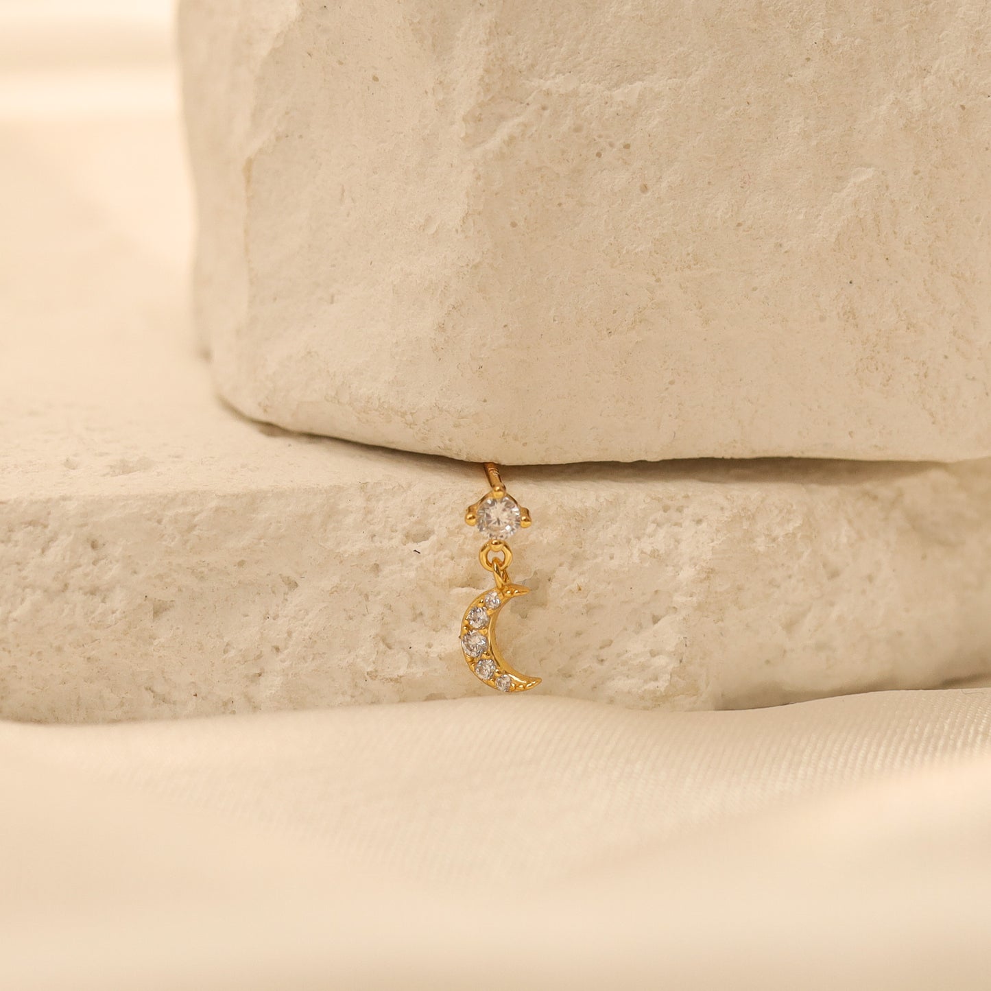 Moon Drop Stud Earrings
