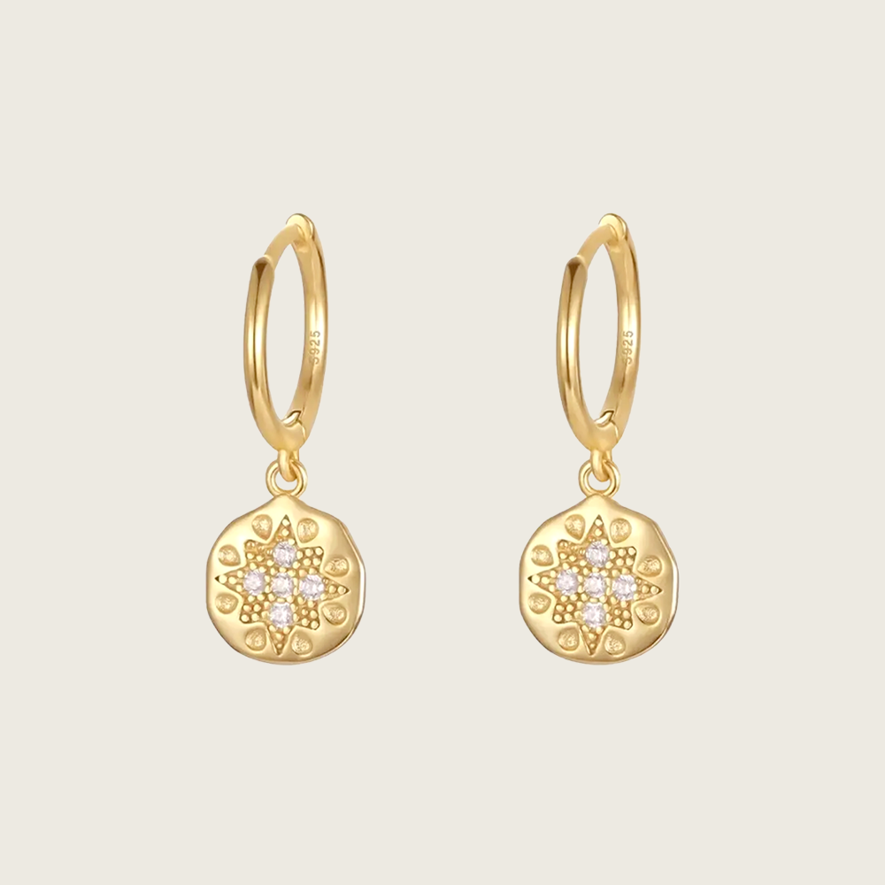North Star Coin Huggie Earrings