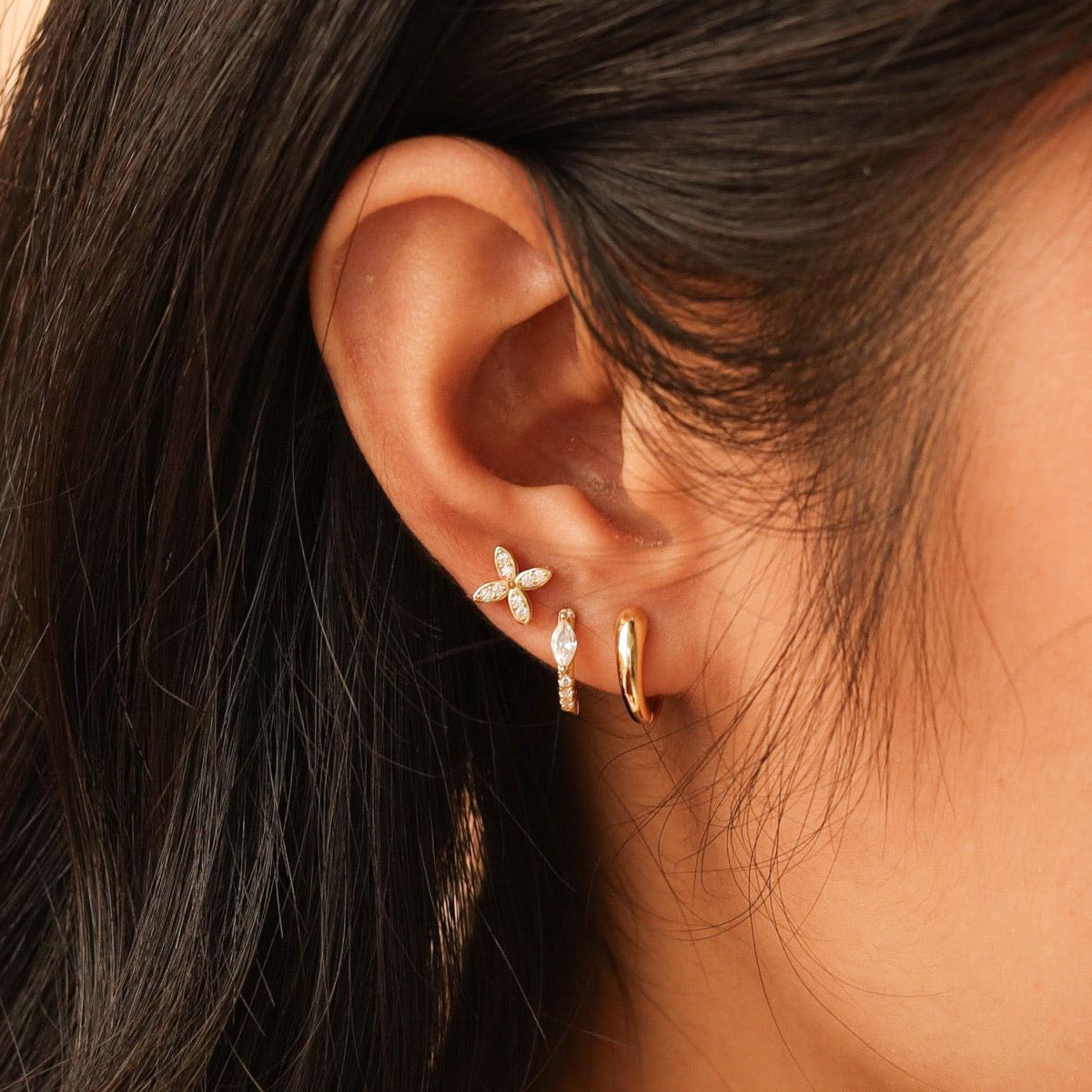 Plain Silver Huggie Earrings