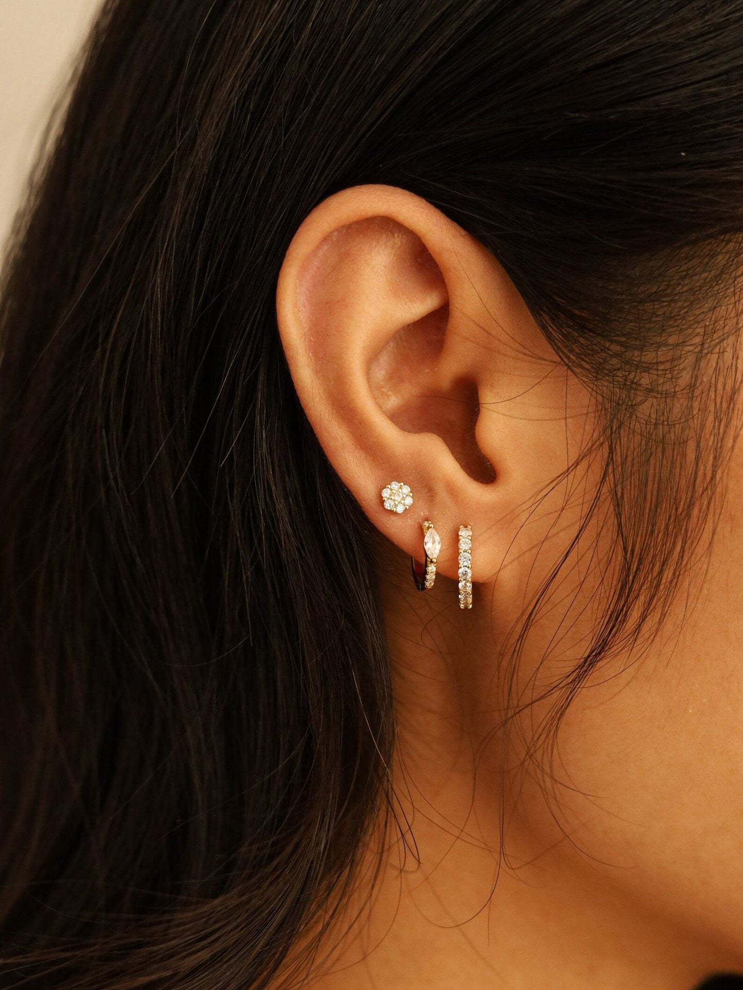 Dainty Flower Stone Earring Set