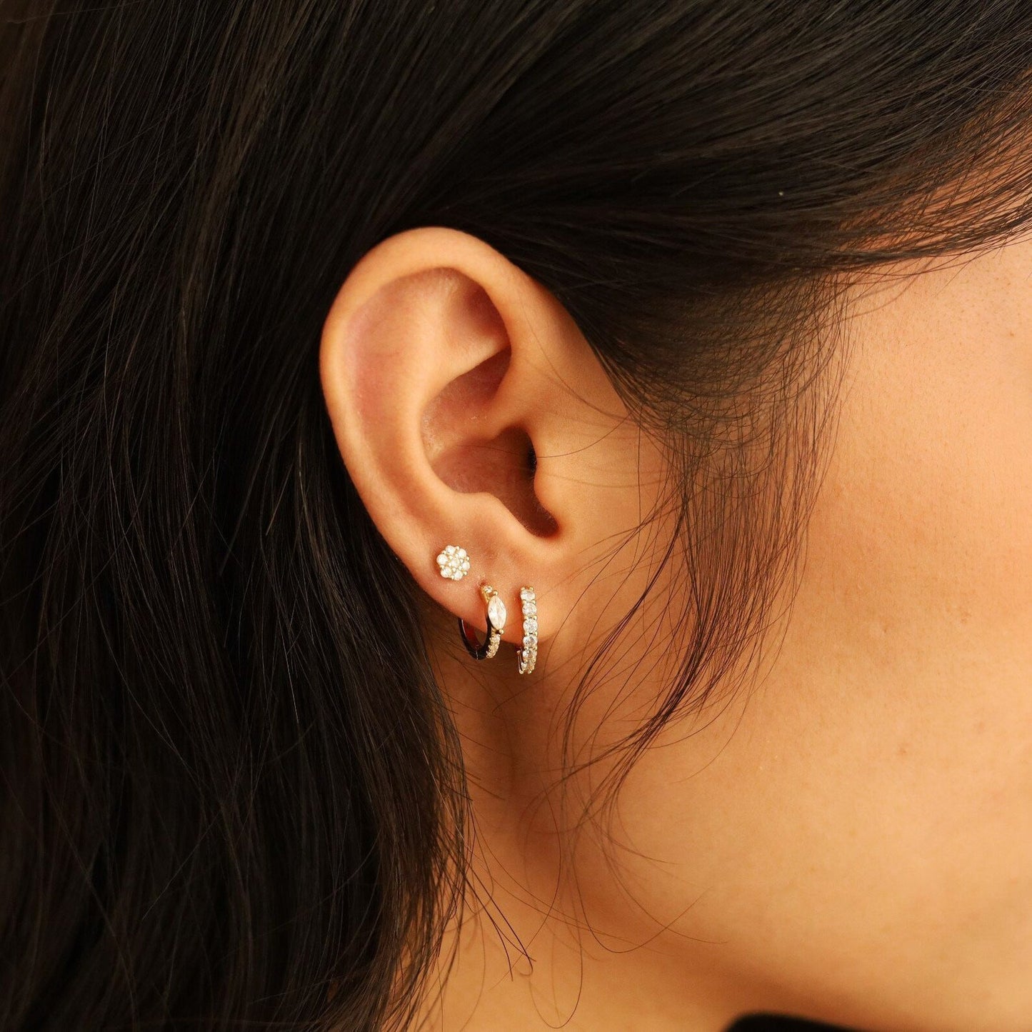 Dainty Flower Stone Earring Set