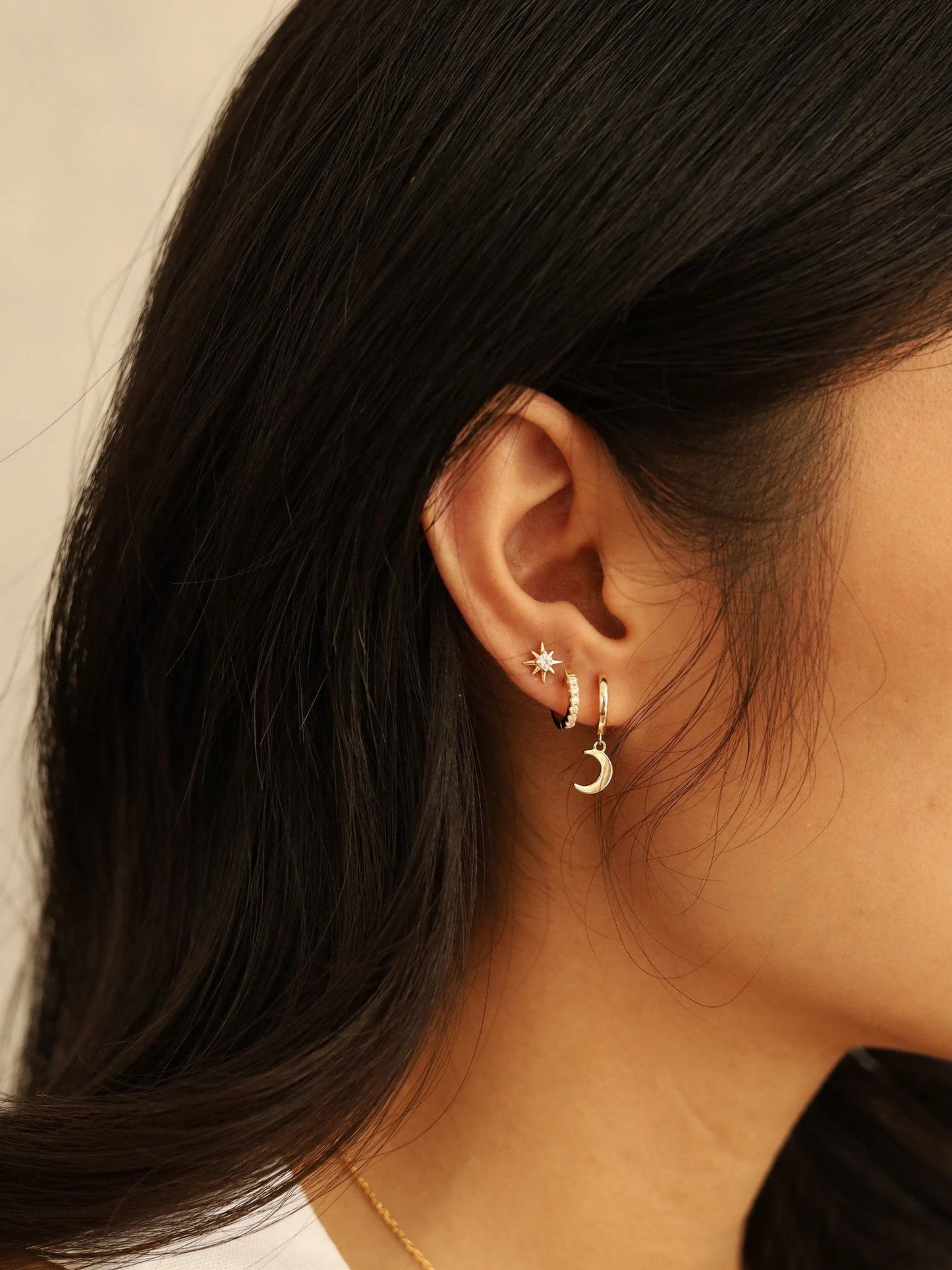 Moon and Star Earring Set