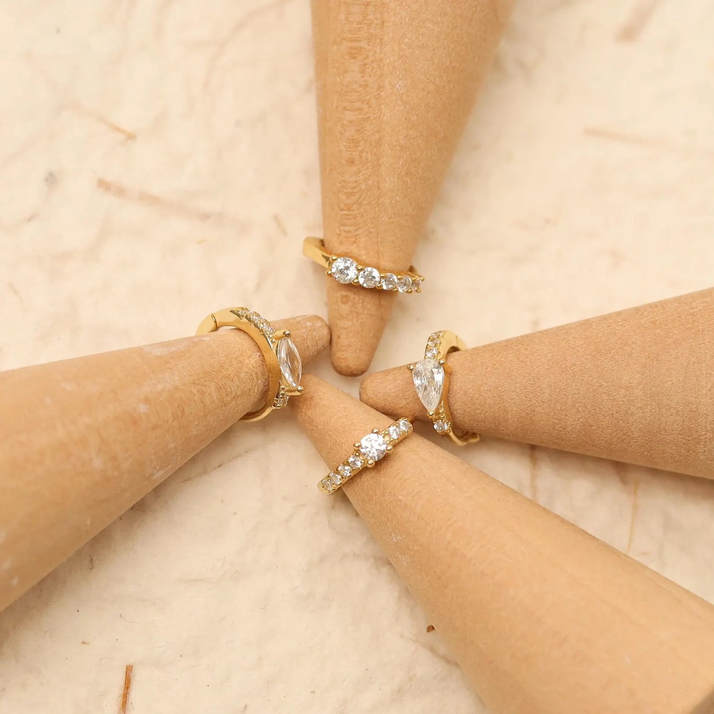 Five Clear Stone Huggie Earrings