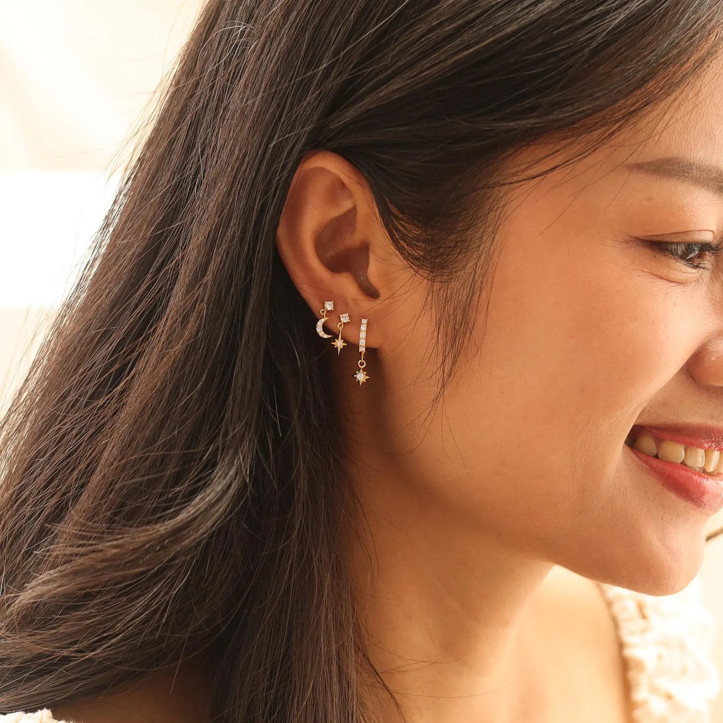 North Star Huggie Earrings