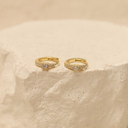 Dainty Clear Stone Hoop Earrings