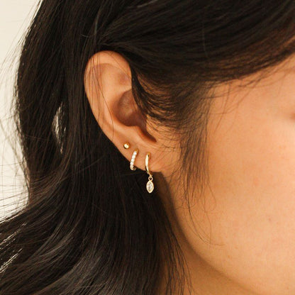 Diamond Drop Hoop Earrings