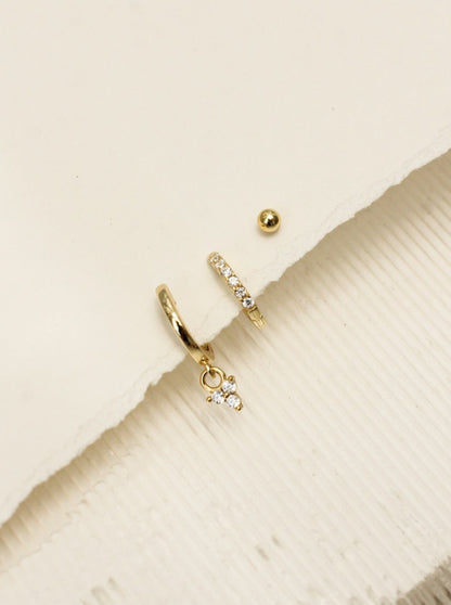 Triple Diamond Hoop Earrings