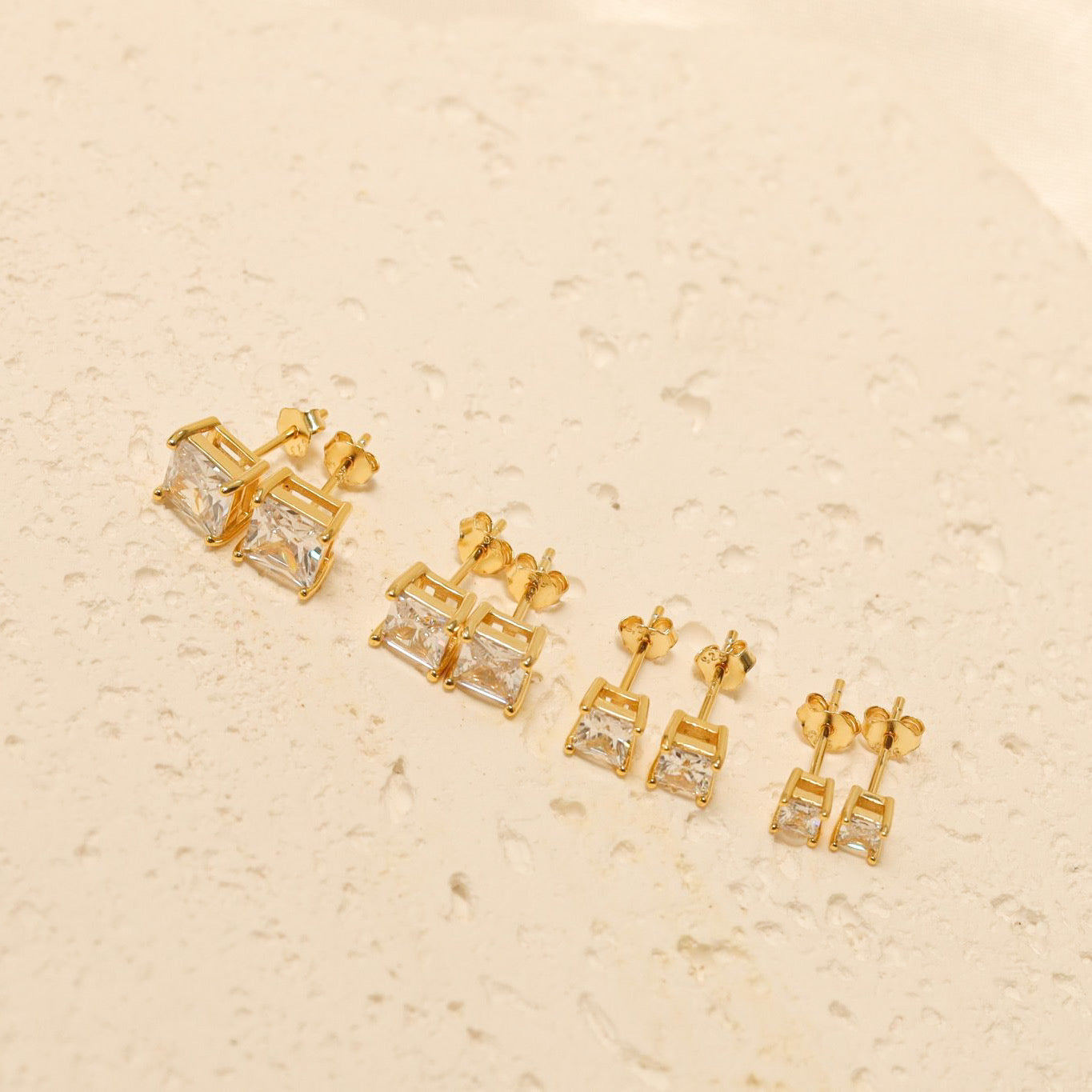 Square Stone Stud Earrings