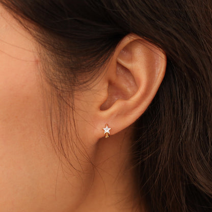 Tiny Diamond Star Hoop Earrings