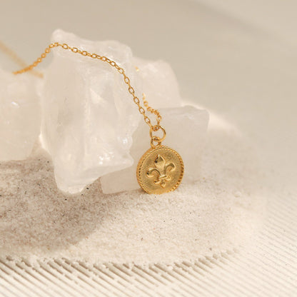 Lily Flower Coin Necklace