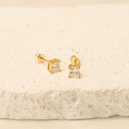 Square Stone Stud Earrings