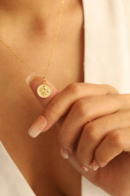 Lily Flower Coin Necklace