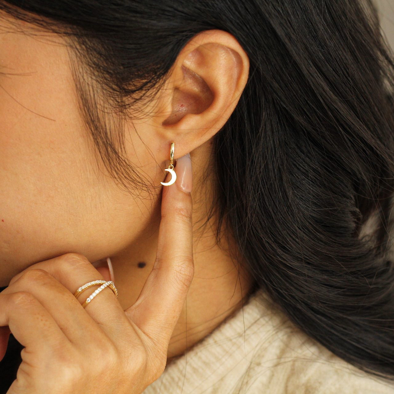 Moon Hoop Earrings