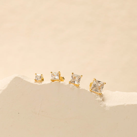 Square Stone Stud Earrings