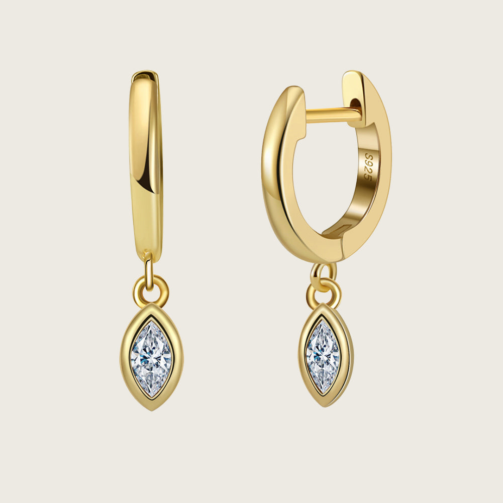 Diamond Drop Hoop Earrings