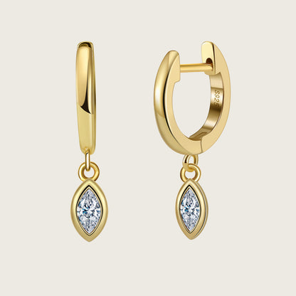 Diamond Drop Hoop Earrings