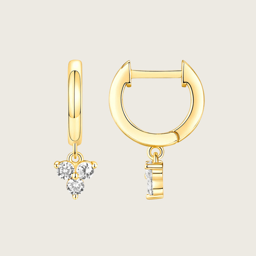 Triple Diamond Hoop Earrings