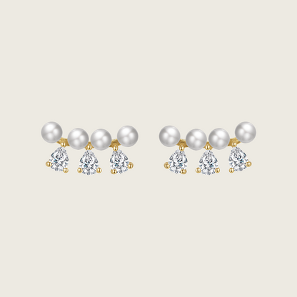 Triple Stone Stud Earrings