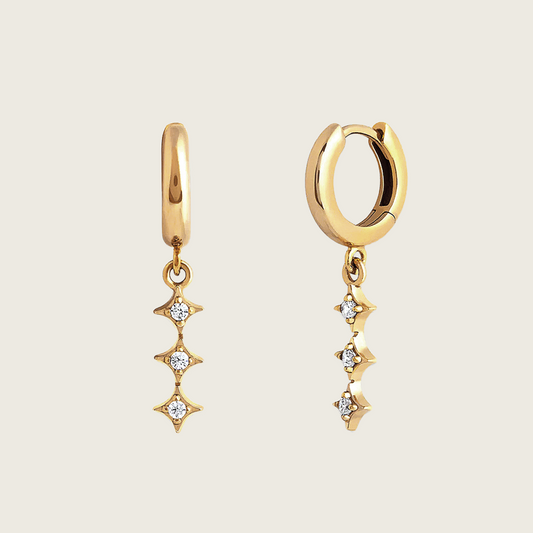 Triple Star Huggie Earrings