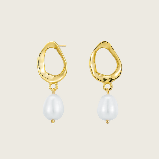 Huggie Pearl Drop Earrings
