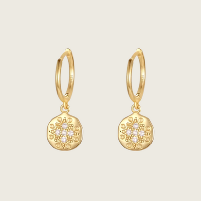 North Star Coin Huggie Earrings