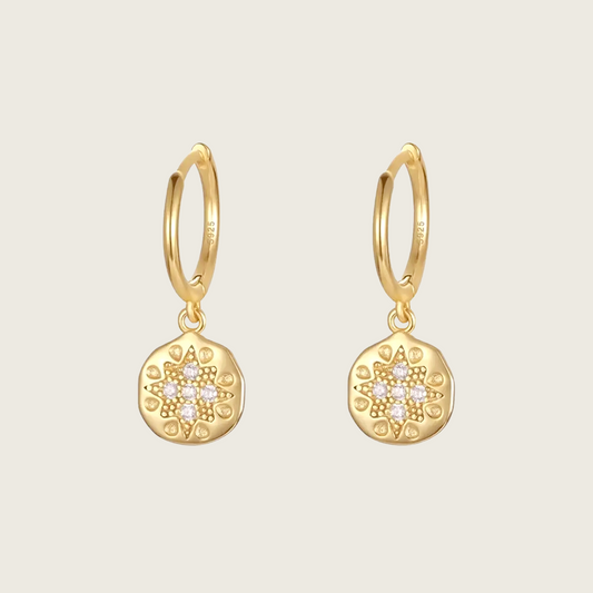North Star Coin Huggie Earrings