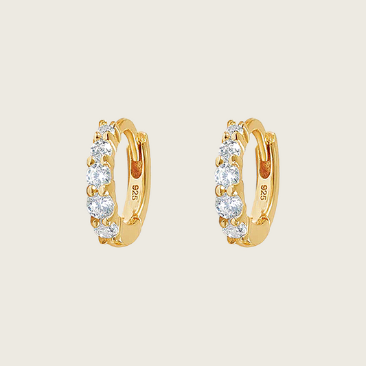 Five Clear Stone Huggie Earrings