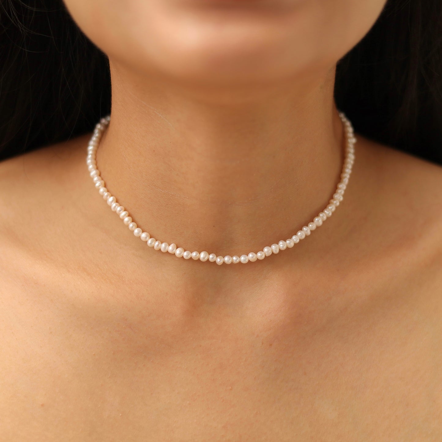 Mini White Pearl Choker Necklace