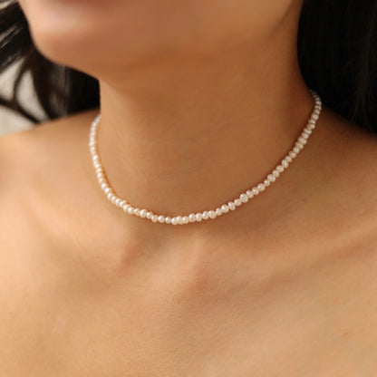 Mini White Pearl Choker Necklace