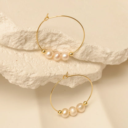 Large Pearl Hoop Earrings