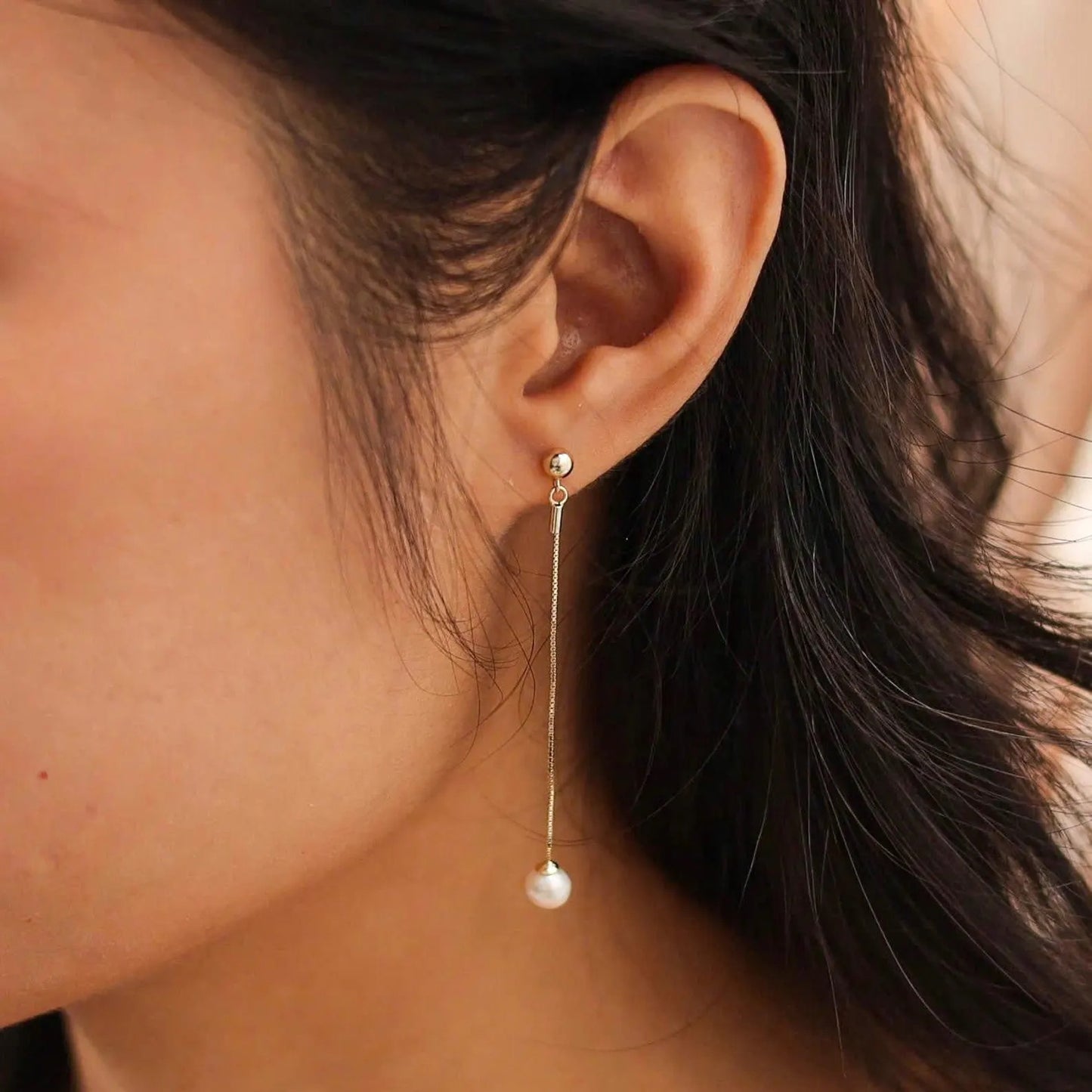 Dangle Single Pearl Earrings